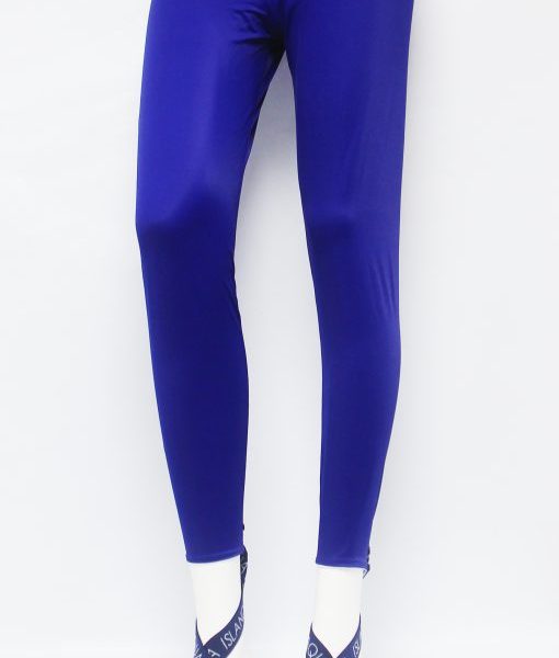 LADIES ELASTIC SOLID PANT BLUE