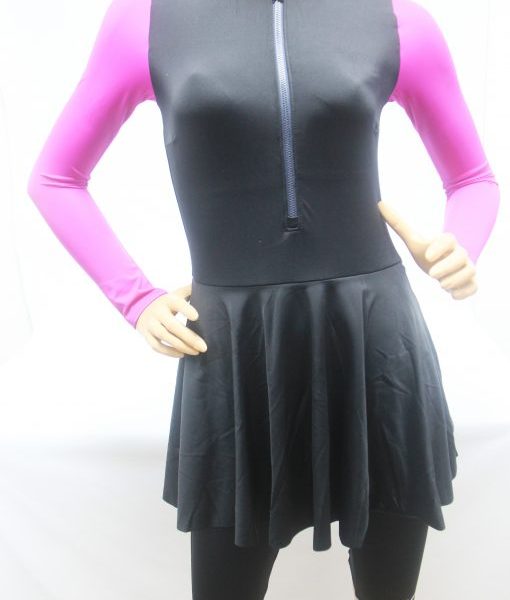 LADIES FRILL SWIM SUIT LONG SKIRT NERO
